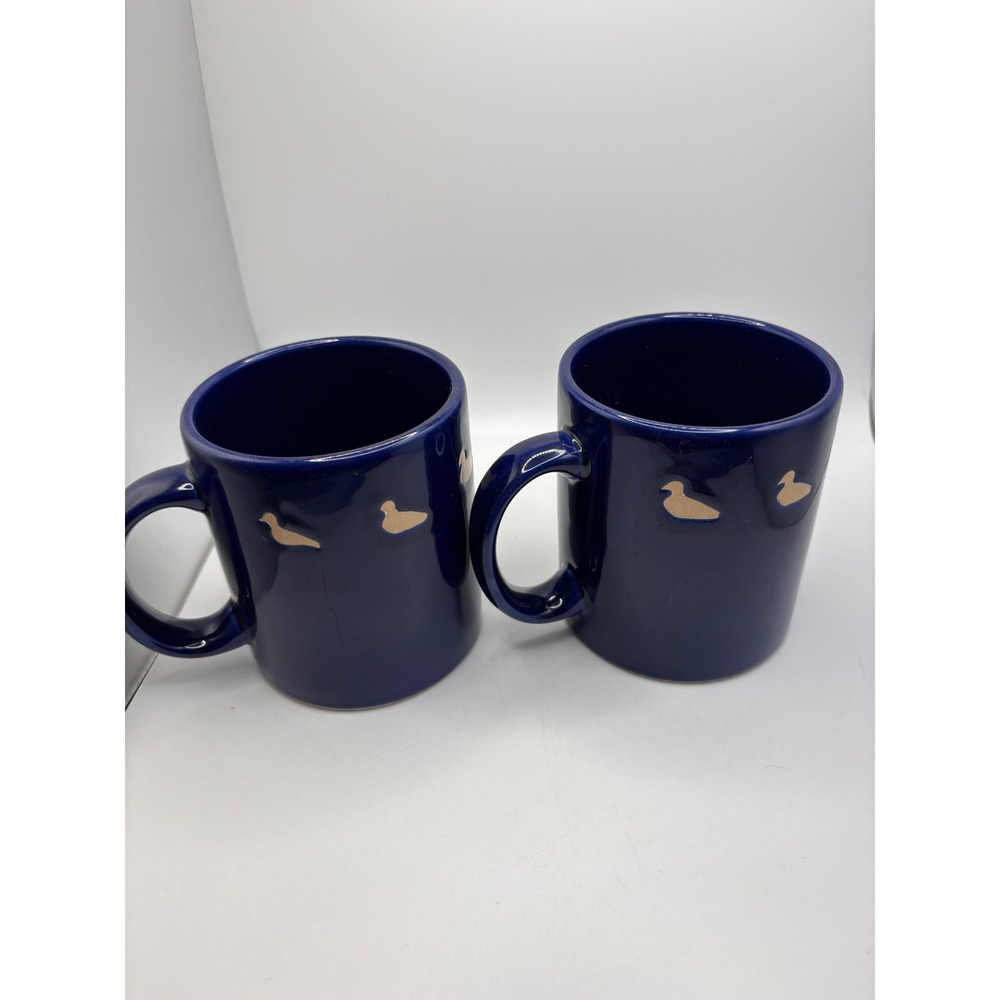 Waechtersbach Spain Cobalt Blue Duck Coffee Mug Set of 2 Navy Ceramic Vintage